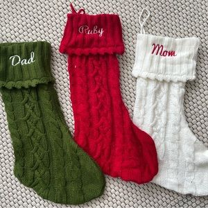 Holiday Christmas stockings: Dad Mom Ruby
